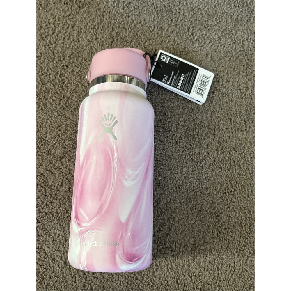 NEW HydroFlask 32 Oz Flex Wide Straw Cap Tie Dye Jelly Pink Hydro Flask White